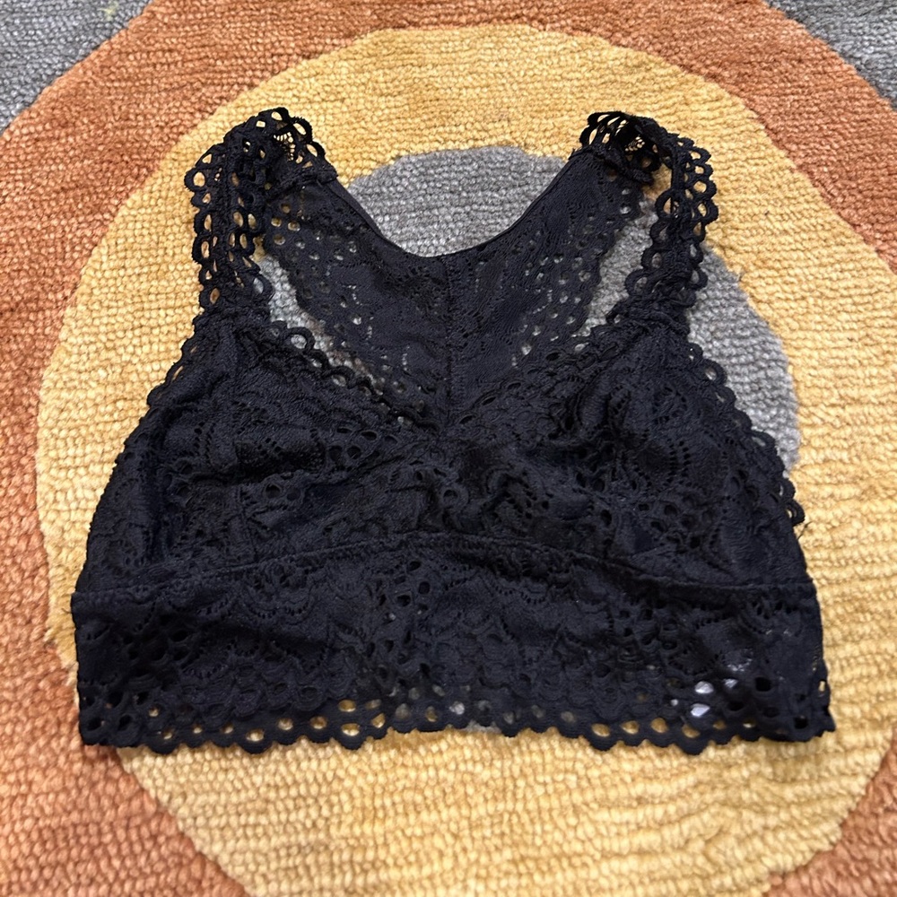 Aerie Black Lace Un-Padded Bralette Bra Size XS